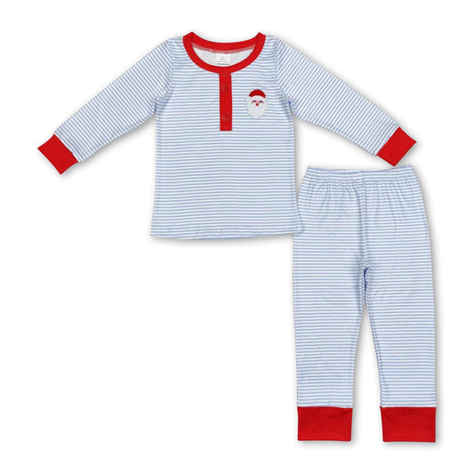 Light blue stripe snata kids boys Christmas pajamas - BIG FRENCHIES