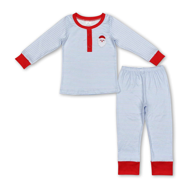 Light blue stripe snata kids boys Christmas pajamas - BIG FRENCHIES