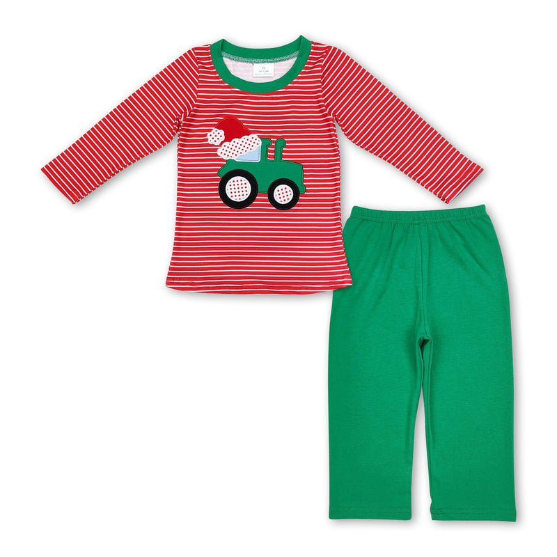 Stripe santa truck kids boys Christmas pajamas - BIG FRENCHIES