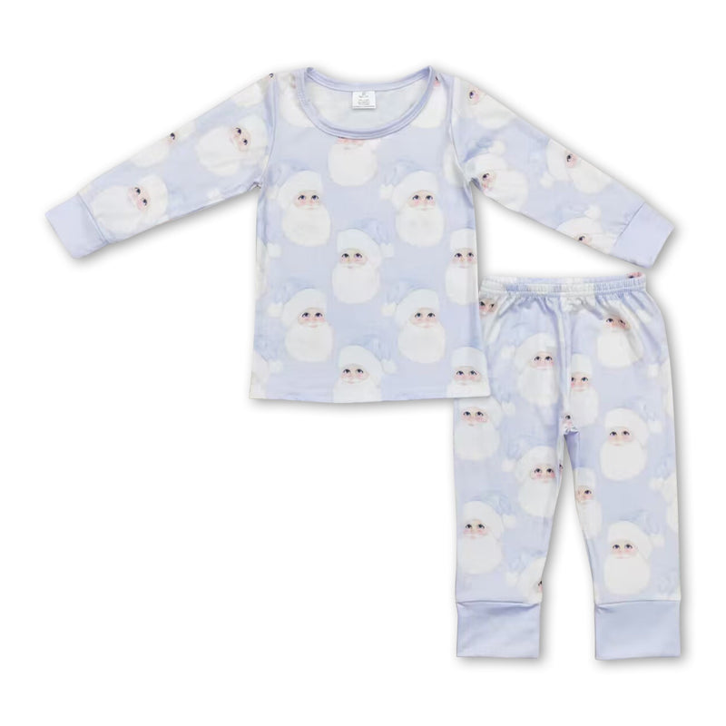 Long sleeves light blue santa kids boys Christmas pajamas - BIG FRENCHIES