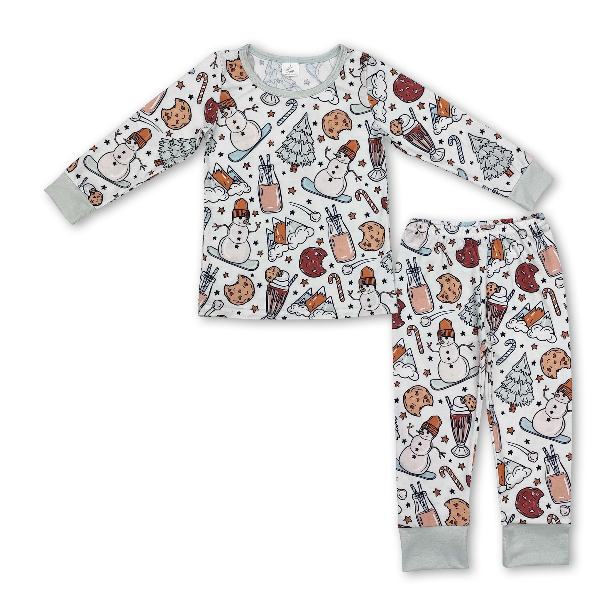 Snowman cookie milk Christmas kids boys pajamas - BIG FRENCHIES