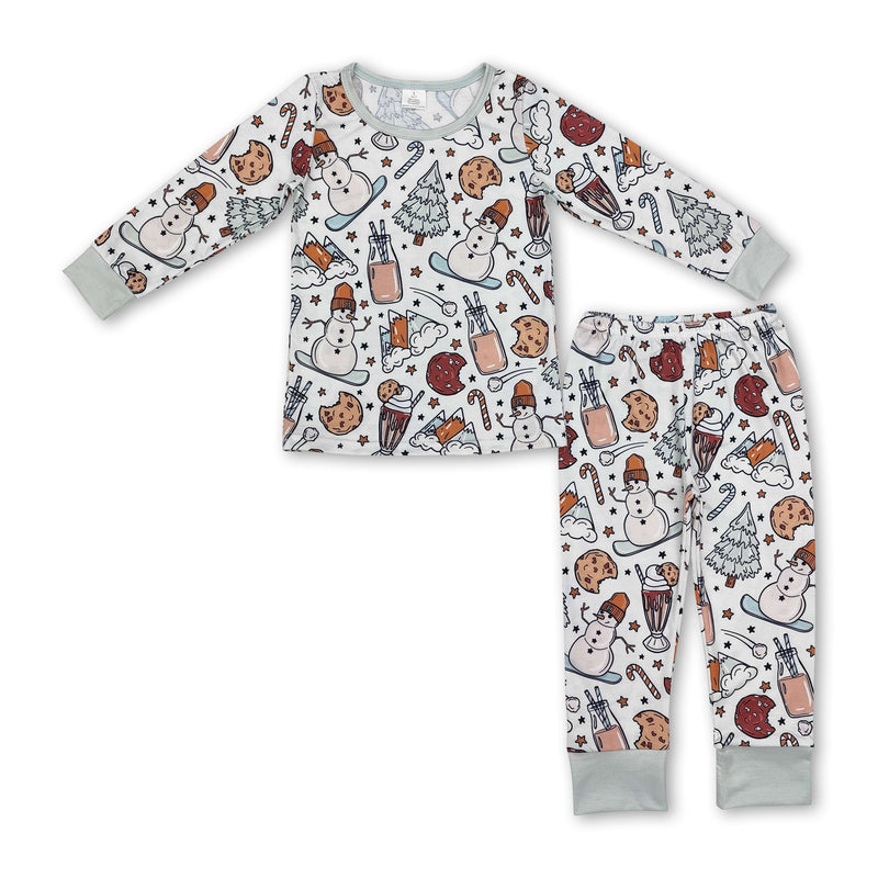 Snowman cookie milk Christmas kids boys pajamas - BIG FRENCHIES