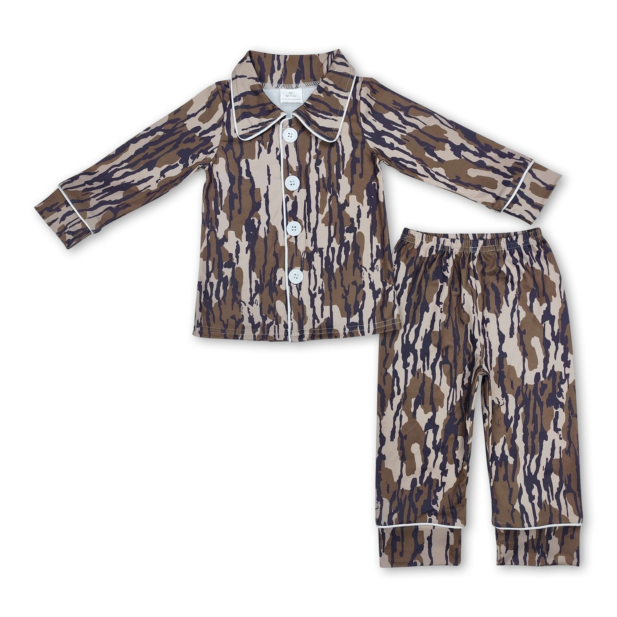 Camo long sleeves children button down pajamas - BIG FRENCHIES