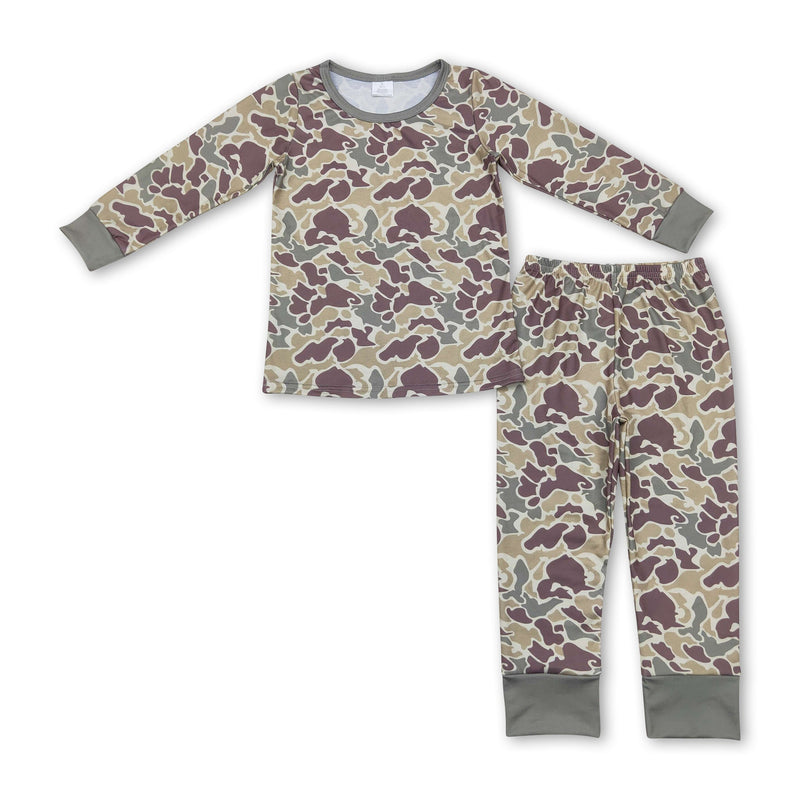 Long sleeves green camo kids boys pajamas - BIG FRENCHIES