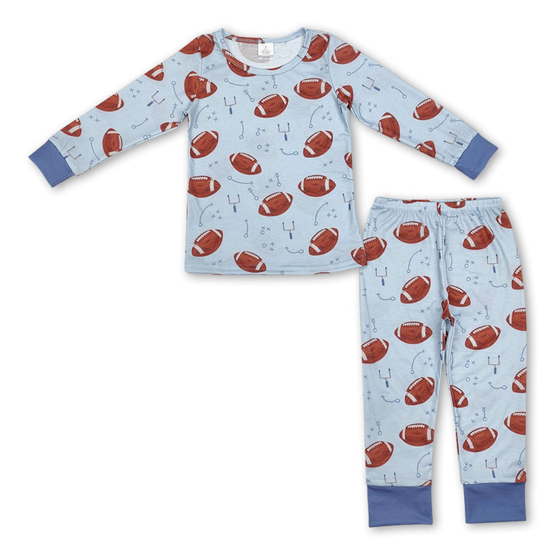 Light blue long sleeves football baby boy pajamas - BIG FRENCHIES