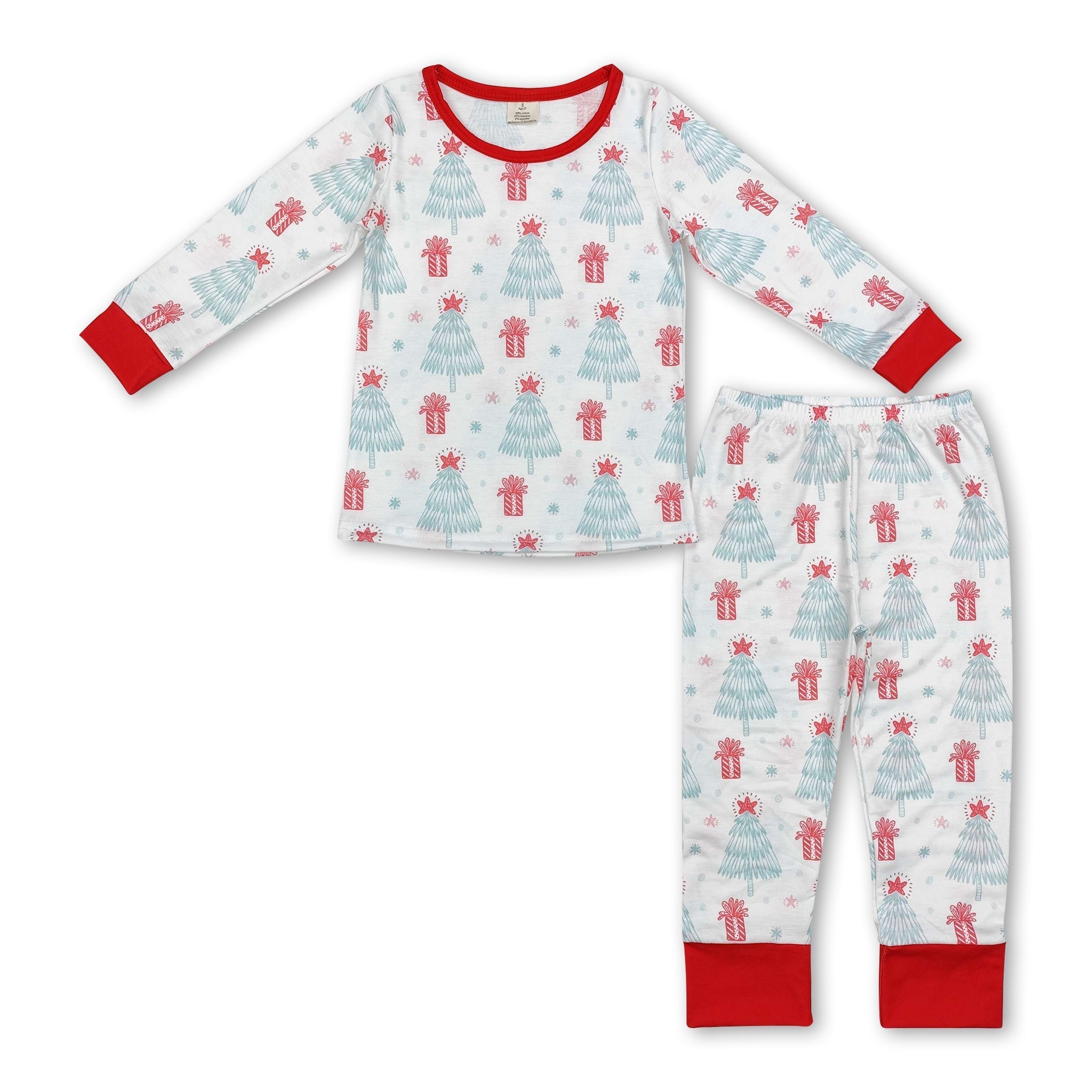 Long sleeves Christmas tree gift kids pajamas - BIG FRENCHIES