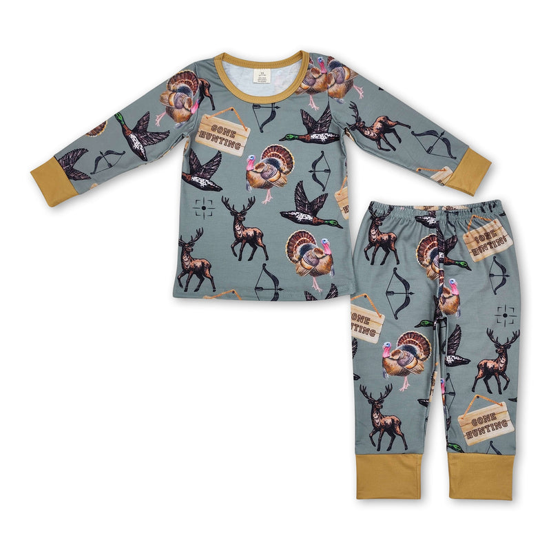 Gone hunting duck deer turkey kids boys pajamas - BIG FRENCHIES
