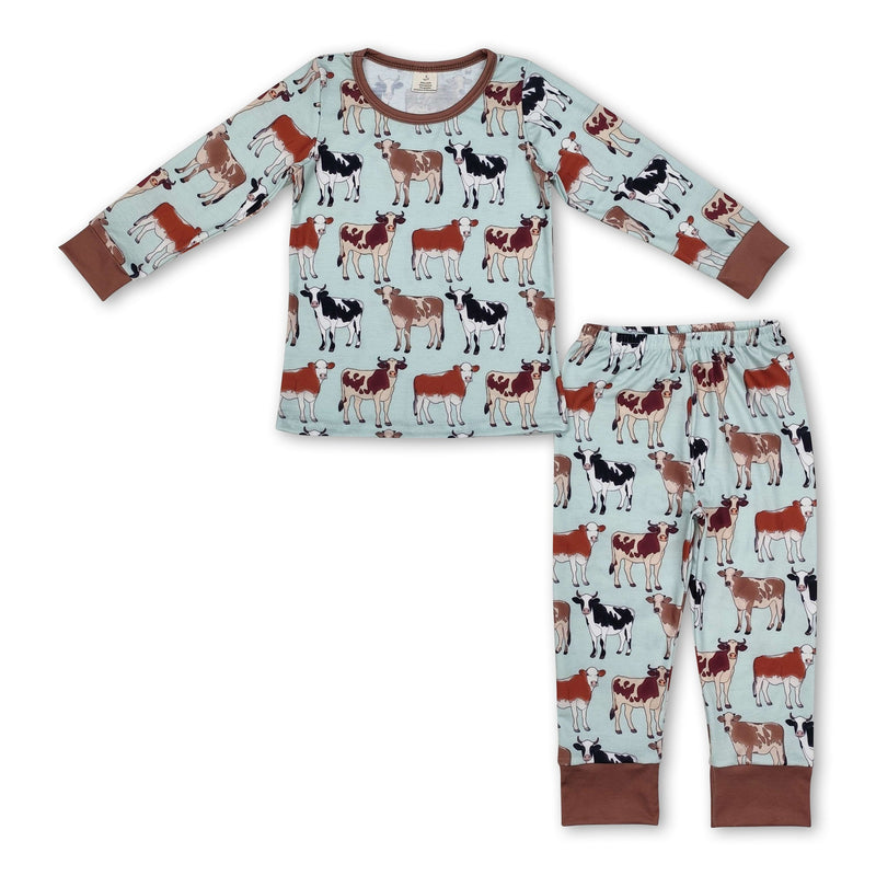 Long sleeves brown cows baby kids pajamas - BIG FRENCHIES