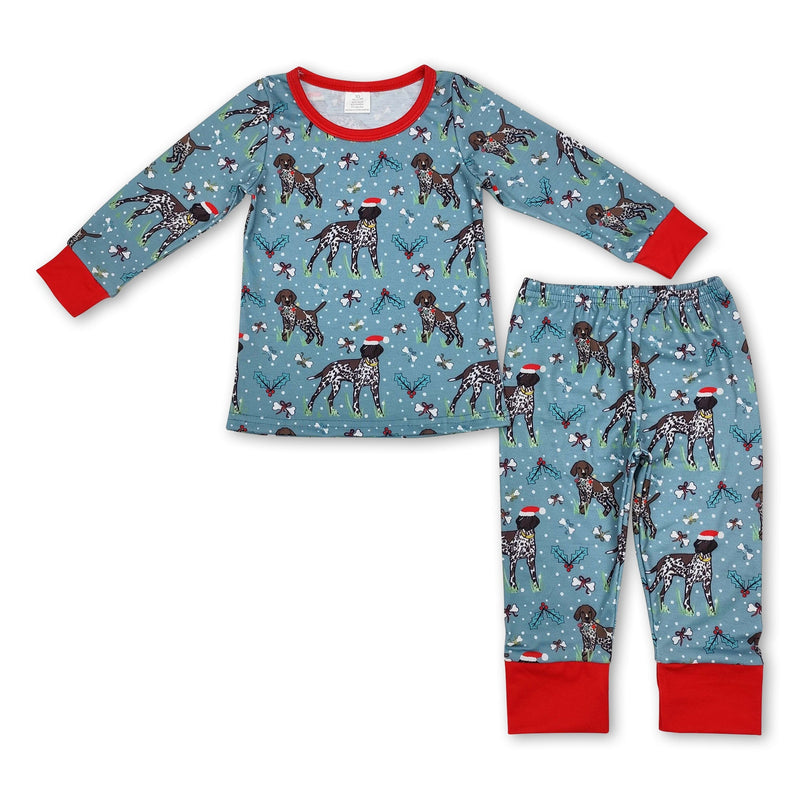 Christmas hat dog long sleeves kids boys pajamas - BIG FRENCHIES