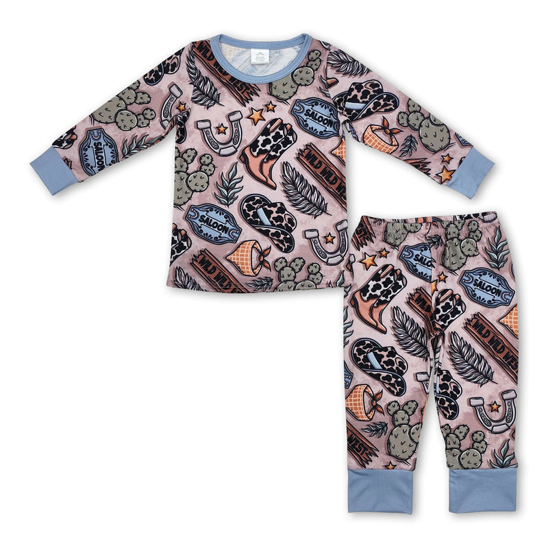 Long sleeves wild west cactus kids boys western pajamas - BIG FRENCHIES