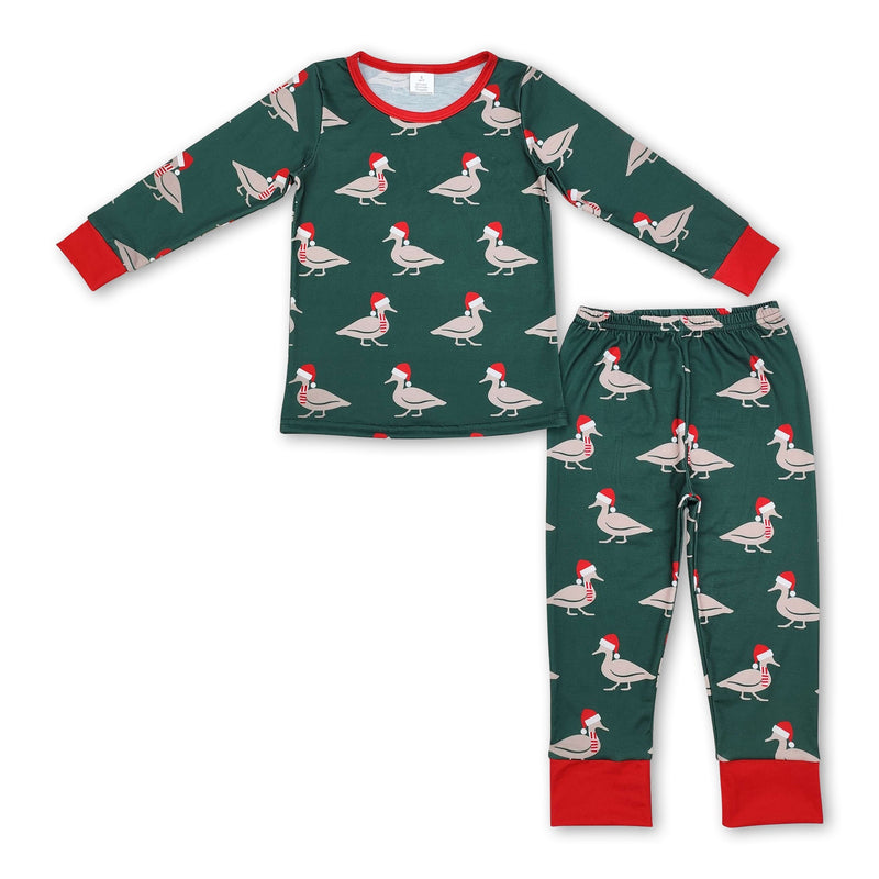 Green Christmas hat duck baby boy pajamas - BIG FRENCHIES