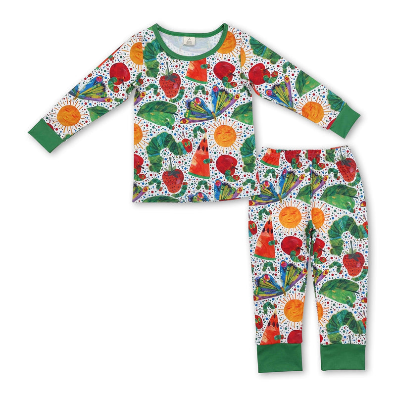 Green butterfly caterpillarsun fruit baby kids pajamas - BIG FRENCHIES