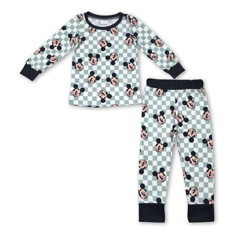 Long sleeves plaid mouse kids boys pajamas - BIG FRENCHIES