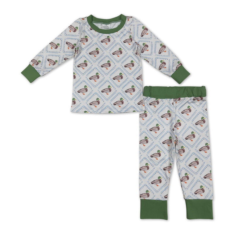 Green long sleeves duck kids boys hunting pajamas - BIG FRENCHIES