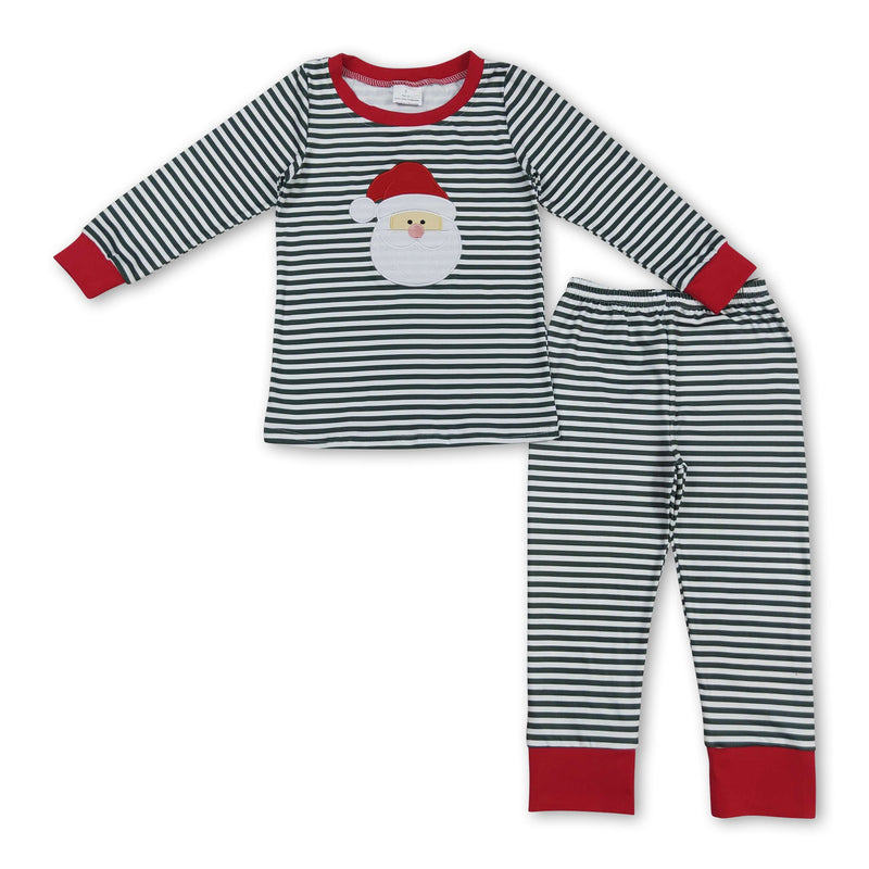 Green stripe long sleeves santa kids boys Christmas pajamas - BIG FRENCHIES