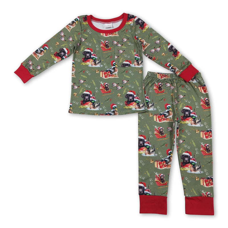 Christmas hat hunting dog duck kids boys pajamas - BIG FRENCHIES
