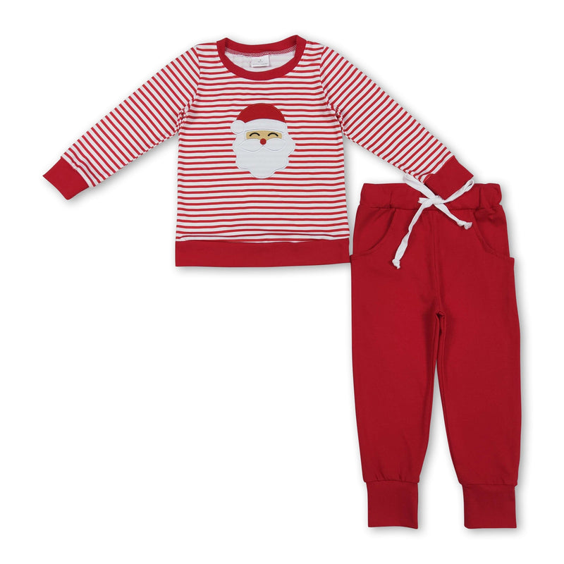 Red stripe santa top pants kids boys Christmas pajamas - BIG FRENCHIES