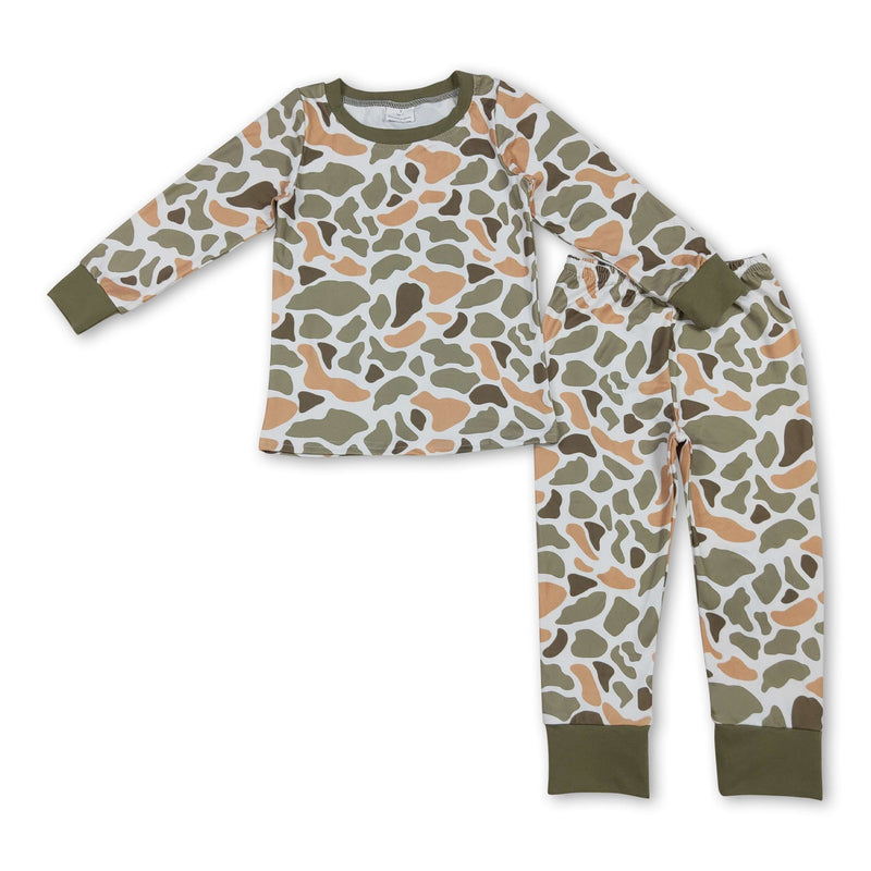 Long sleeves green orange camo baby kids pajamas - BIG FRENCHIES