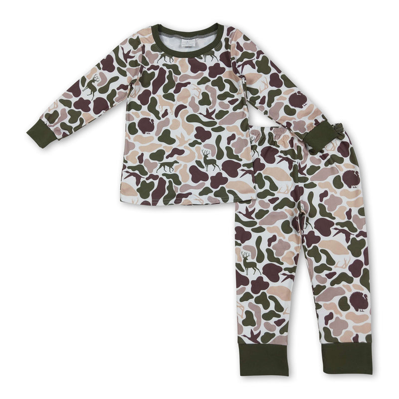 Long sleeves camo duck deer dog hunting boy pajamas - BIG FRENCHIES