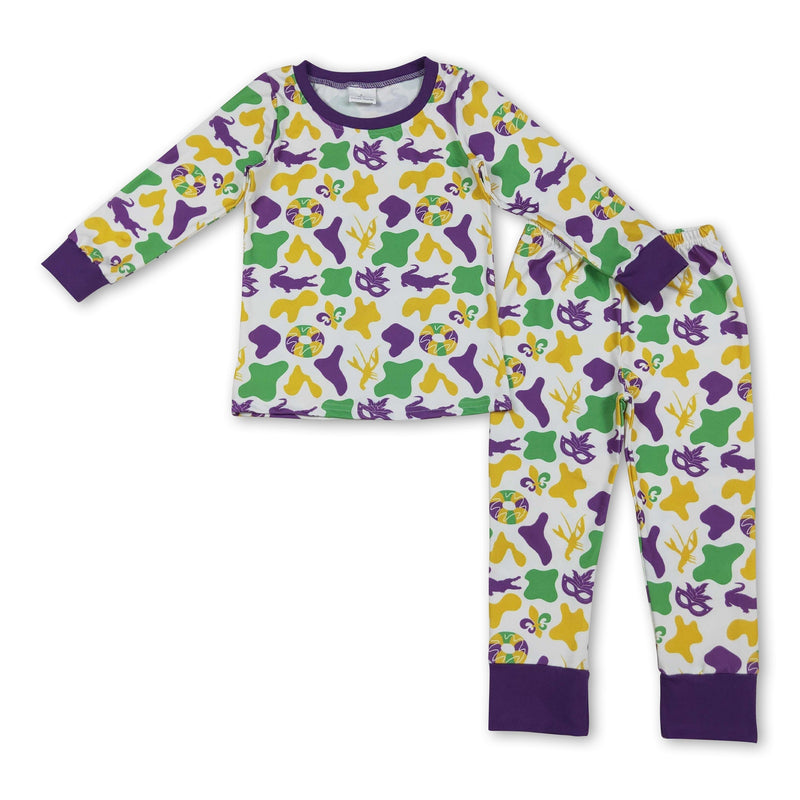 Crocodile crawfish camo baby kids Mardi Gras pajamas - BIG FRENCHIES
