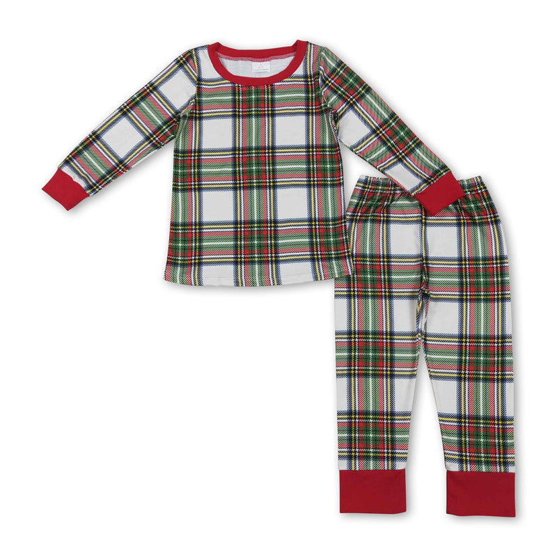 Long sleeves green red plaid baby kids Christmas pajamas - BIG FRENCHIES
