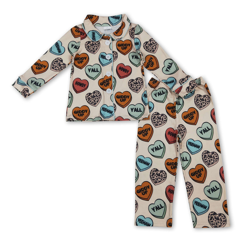 Cow heart boys western valentine's button down pajamas - BIG FRENCHIES