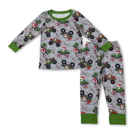 Christmas hat truck candy cane kids boys pajamas - BIG FRENCHIES