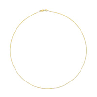Solid 14K Yellow Gold 0.75mm Classic Box Chain Necklace. Unisex Chain - Size 16 Inches