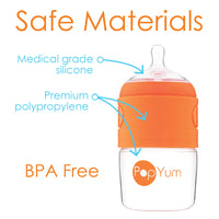 PopYum 5oz Anti-Colic Baby Bottle for Breast and Formula Feeding, Orange, #1 Slow Flow Nipple - BIG FRENCHIES