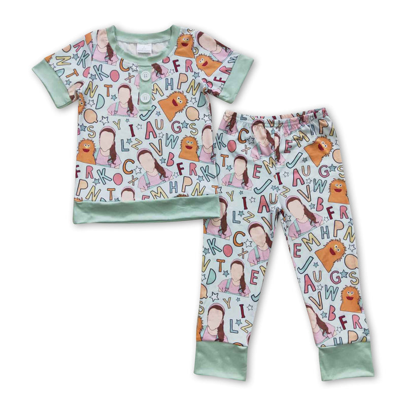 Letters short sleeves teacher kids boy pajamas - BIG FRENCHIES