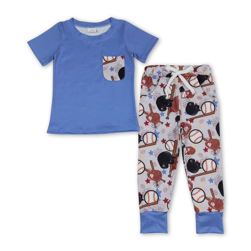 Baseball pocket short sleeves kids boy pajamas - BIG FRENCHIES
