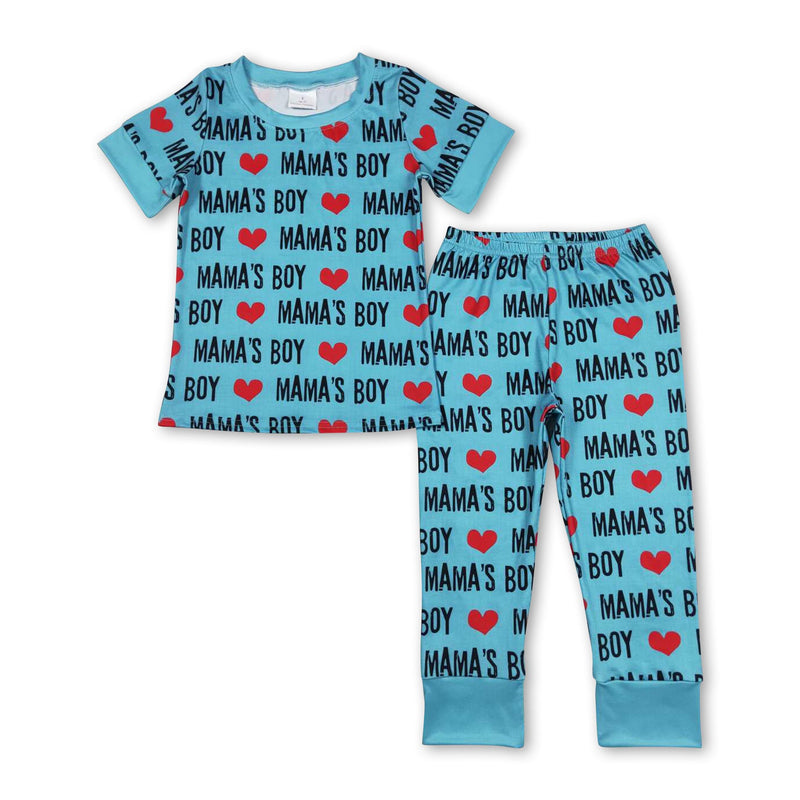 Mama's boy heart short sleeves valentine's pajamas - BIG FRENCHIES