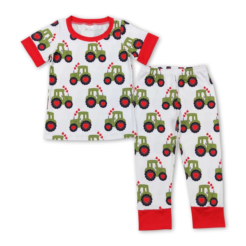 Heart tractor farm kids boy valentine's pajamas - BIG FRENCHIES