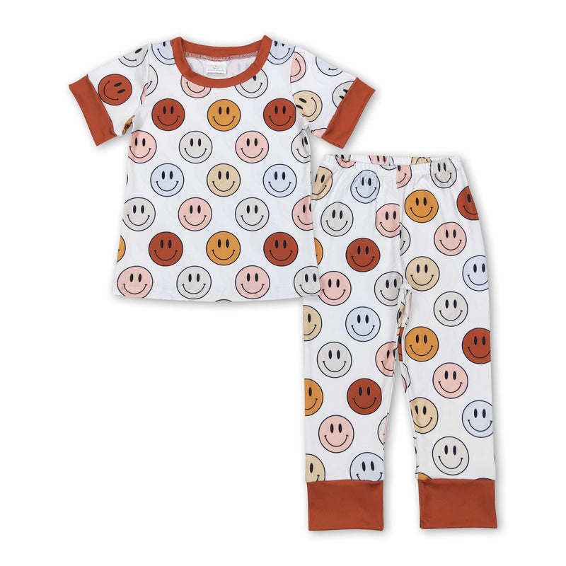 Brown short sleeves smile kids boy pajamas - BIG FRENCHIES