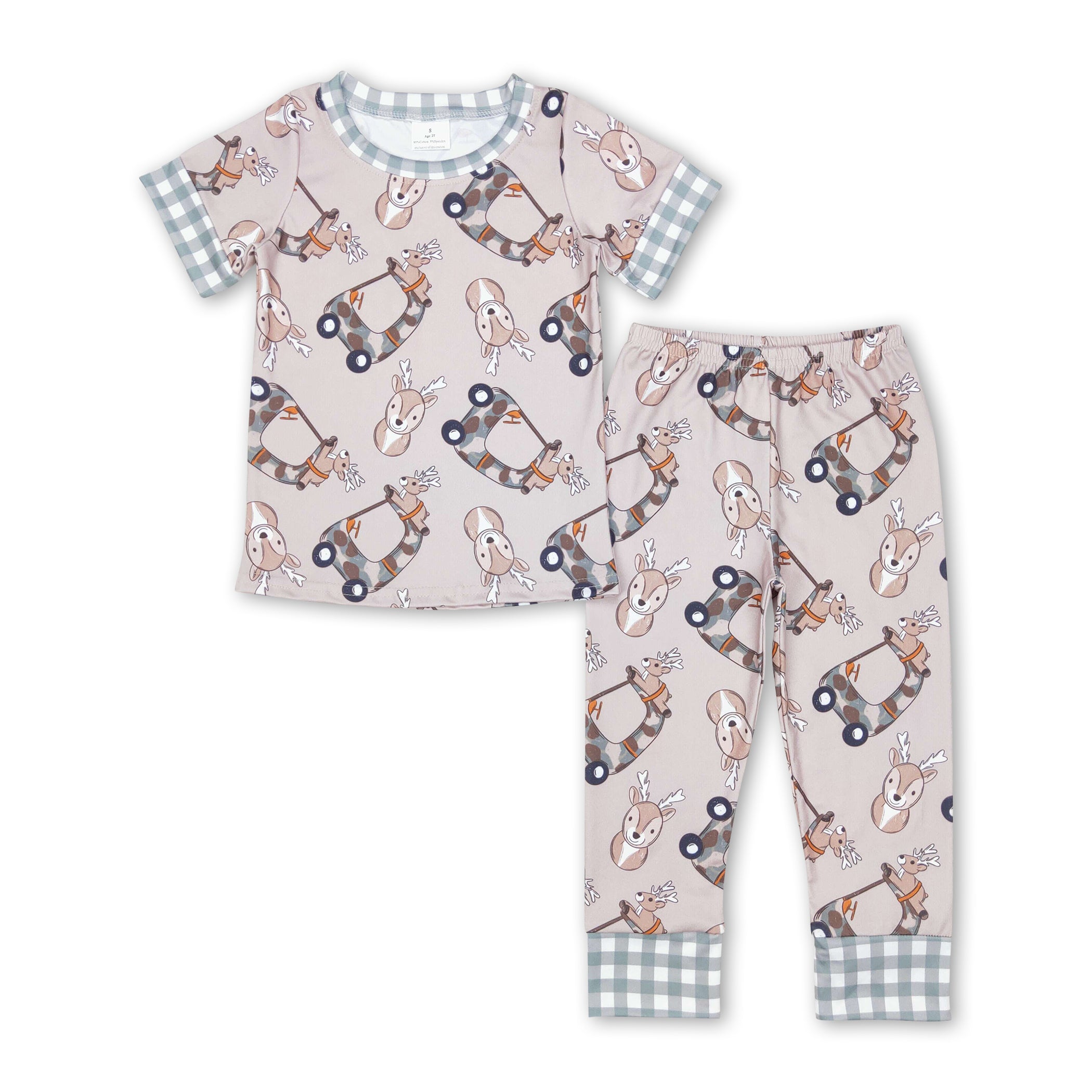 Plaid short sleeves camo deer kids boy pajamas - BIG FRENCHIES