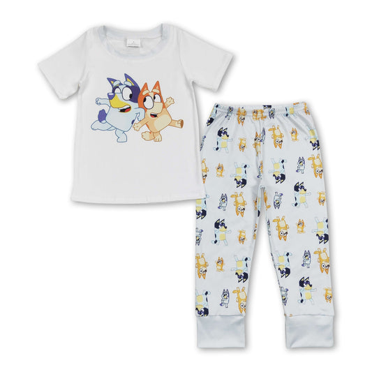 Dog short sleeves top pants kids boys pajamas - BIG FRENCHIES