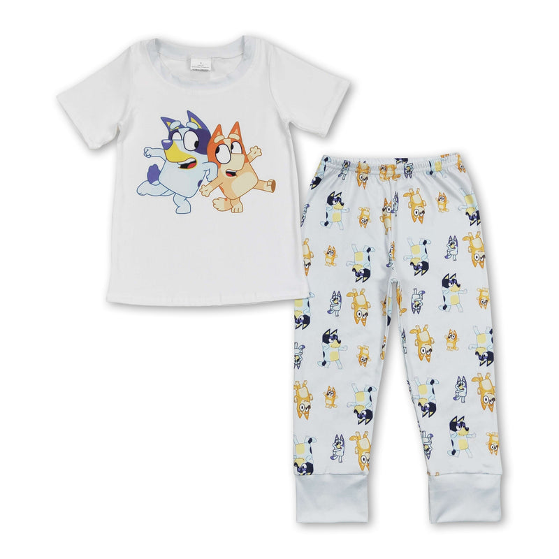 Dog short sleeves top pants kids boys pajamas - BIG FRENCHIES