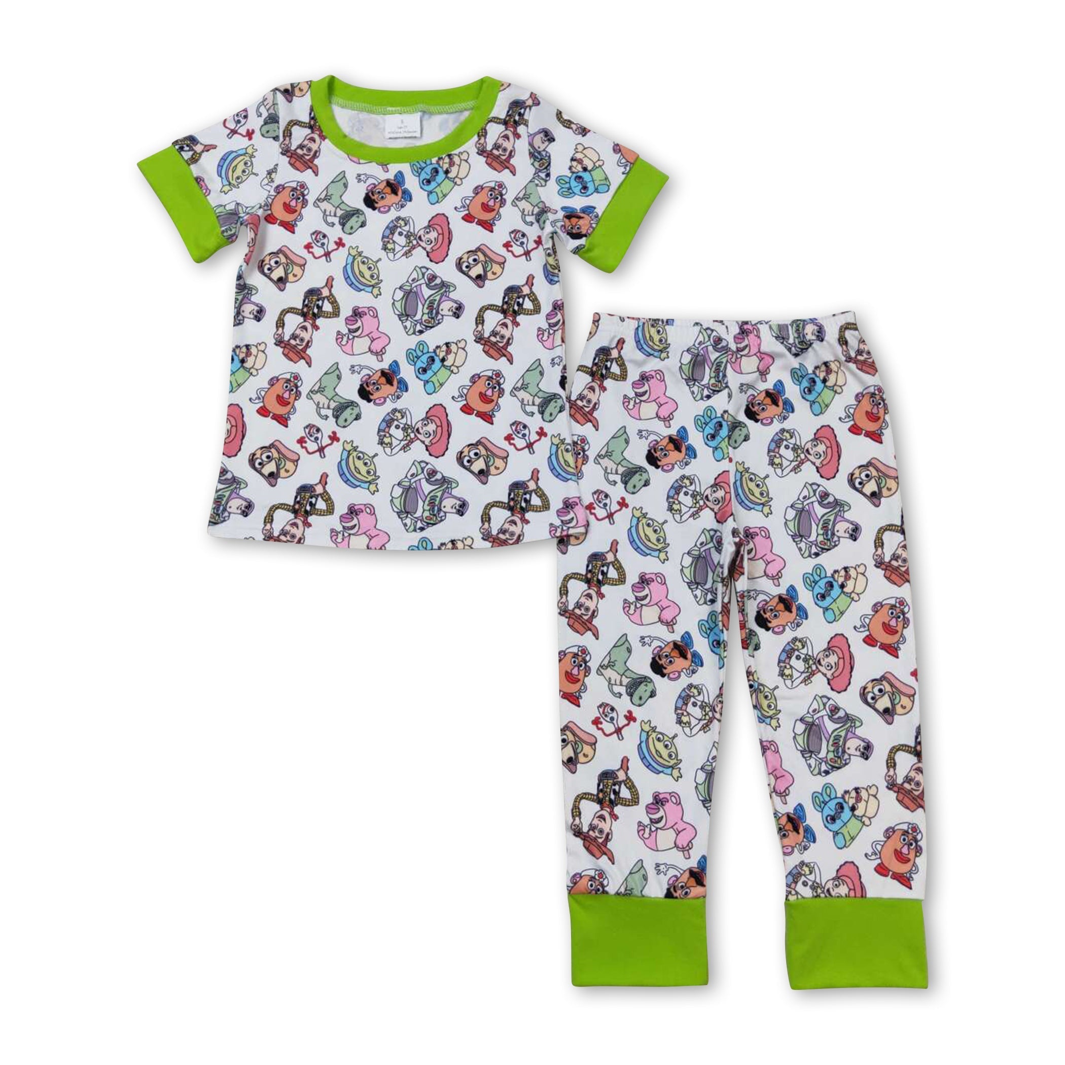 Short sleeves green toy kids boys pajamas - BIG FRENCHIES