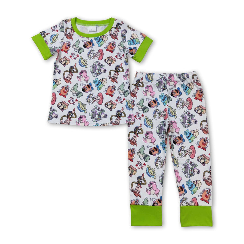 Short sleeves green toy kids boys pajamas - BIG FRENCHIES