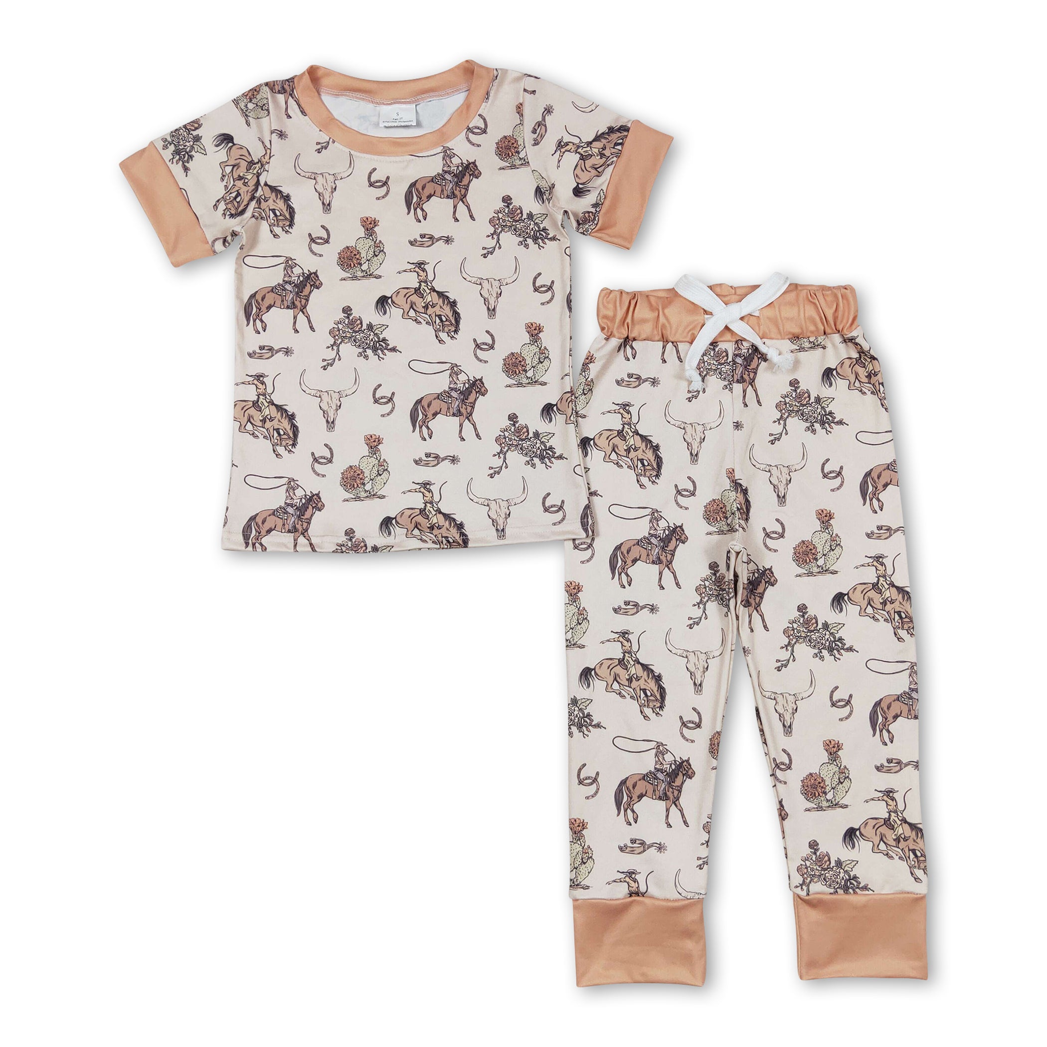 Short sleeves horse rodeo kids boys western pajamas - BIG FRENCHIES
