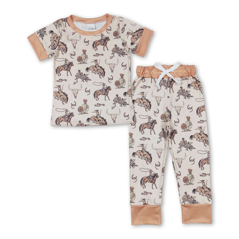 Short sleeves horse rodeo kids boys western pajamas - BIG FRENCHIES