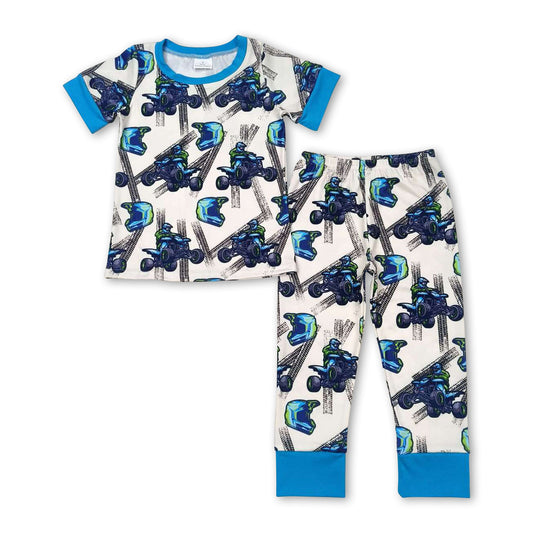 Blue short sleeves race kids boys pajamas - BIG FRENCHIES