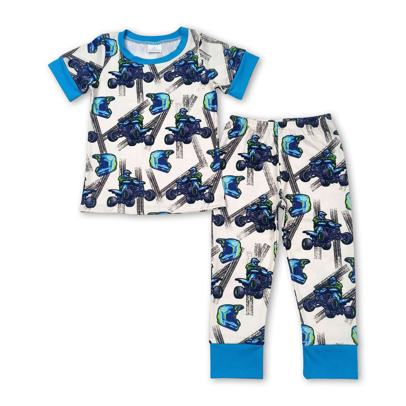 Blue short sleeves race kids boys pajamas - BIG FRENCHIES