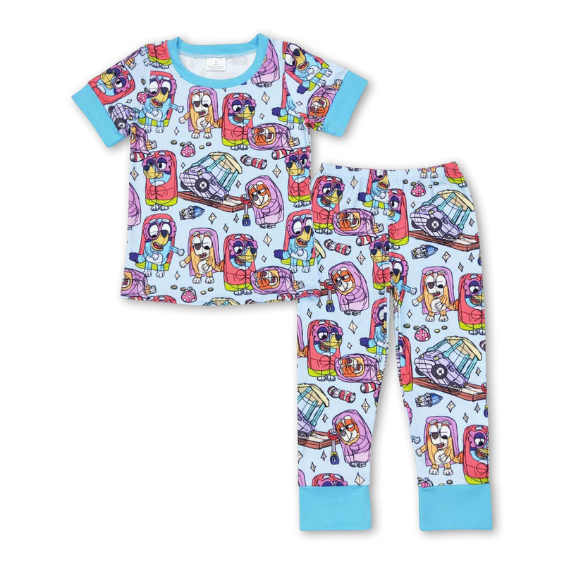 Blue short sleeves dog top pants toddler boy pajamas - BIG FRENCHIES