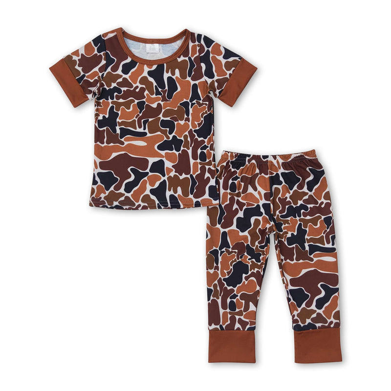 Brown short sleeves camo kids boys pajamas - BIG FRENCHIES
