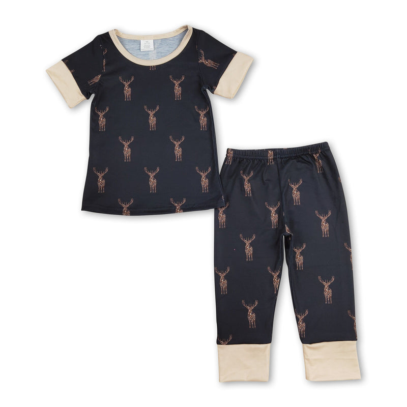 Short sleeves deer kids boys pajamas - BIG FRENCHIES