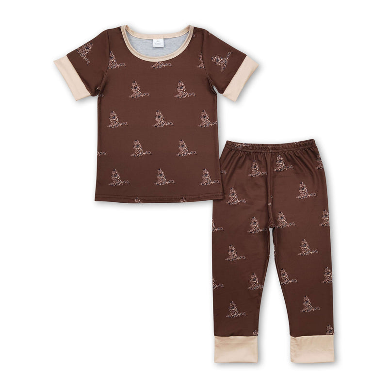 Brown short sleeves camo duck kids boys pajamas - BIG FRENCHIES