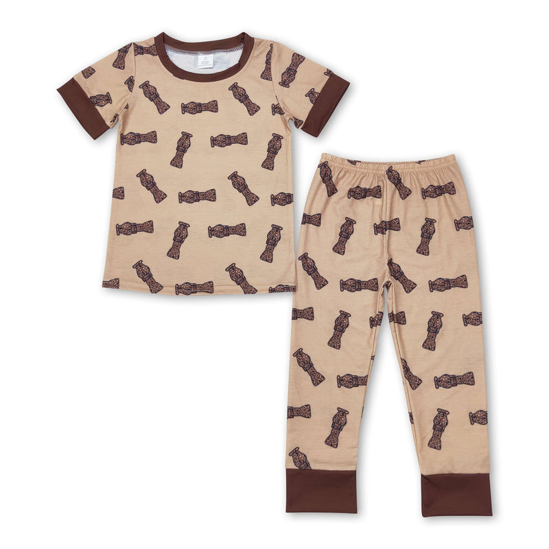 Brown short sleeves duck call kids boys pajamas - BIG FRENCHIES