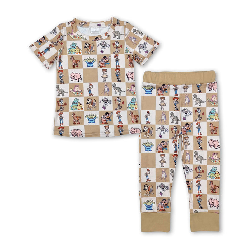 Short sleeves plaid toy pig kids boys pajamas - BIG FRENCHIES