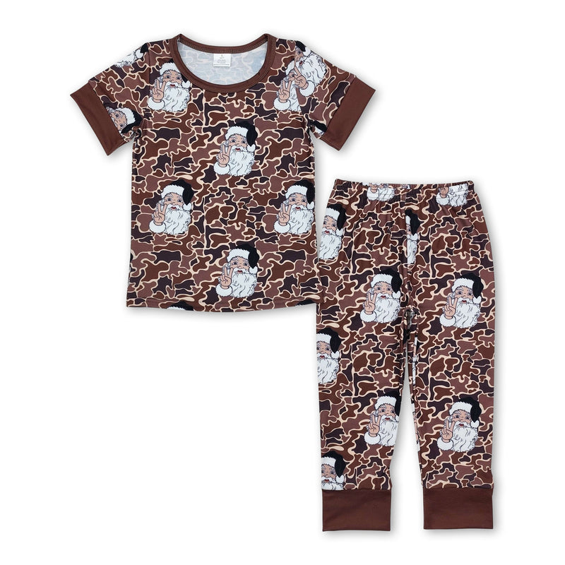 Short sleeves camo santa kids boys Christmas pajamas - BIG FRENCHIES